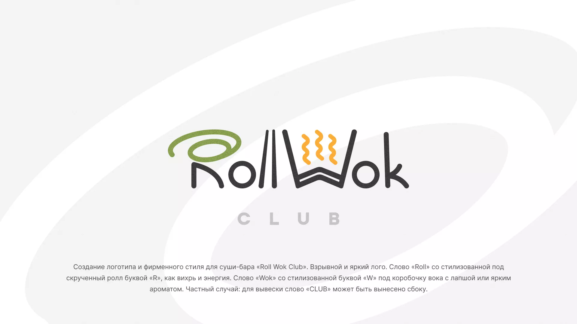 Разработка логотипа и фирменного стиля суши-бара «Roll Wok Club» в Солигаличе